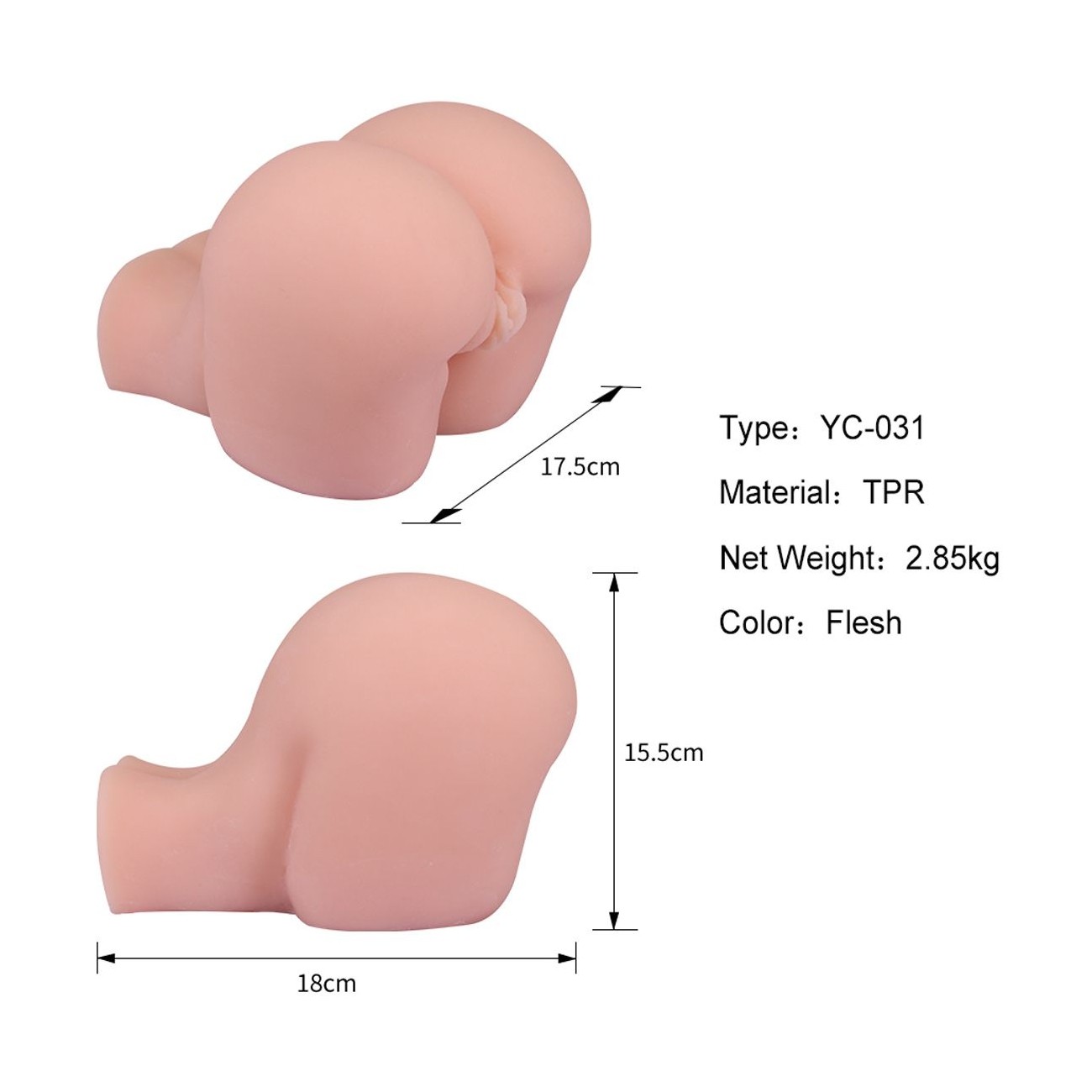 Masturbatore vagina e ano Double Hole 5 da 18 cm